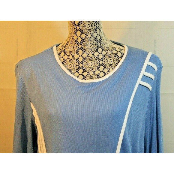 Fluide Paris Vintage 80s Womens Blue Knix Blouse Pullover Flowing Top Size XL - Picture 2 of 8